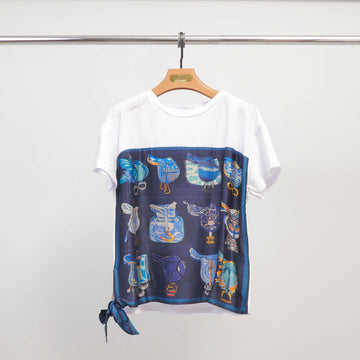 T-shirt imprimé foulard selles bleu  KD8828-9