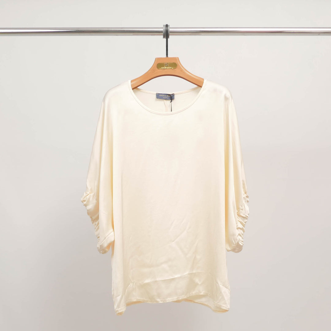 Loose-fitting tunic with gathered sleeves in viscose DB14270VS