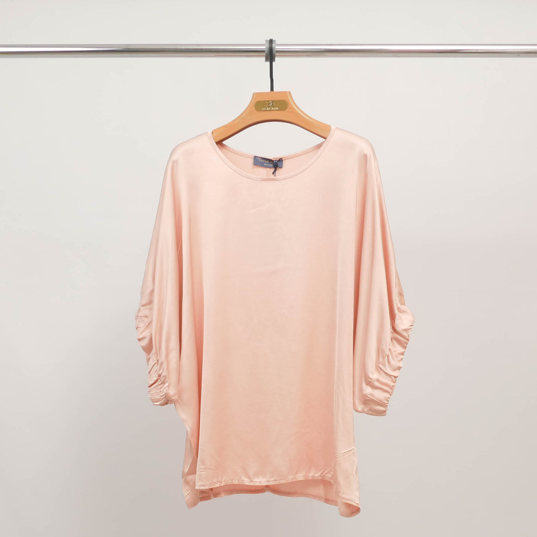 Loose-fitting tunic with gathered sleeves in viscose DB14270VS