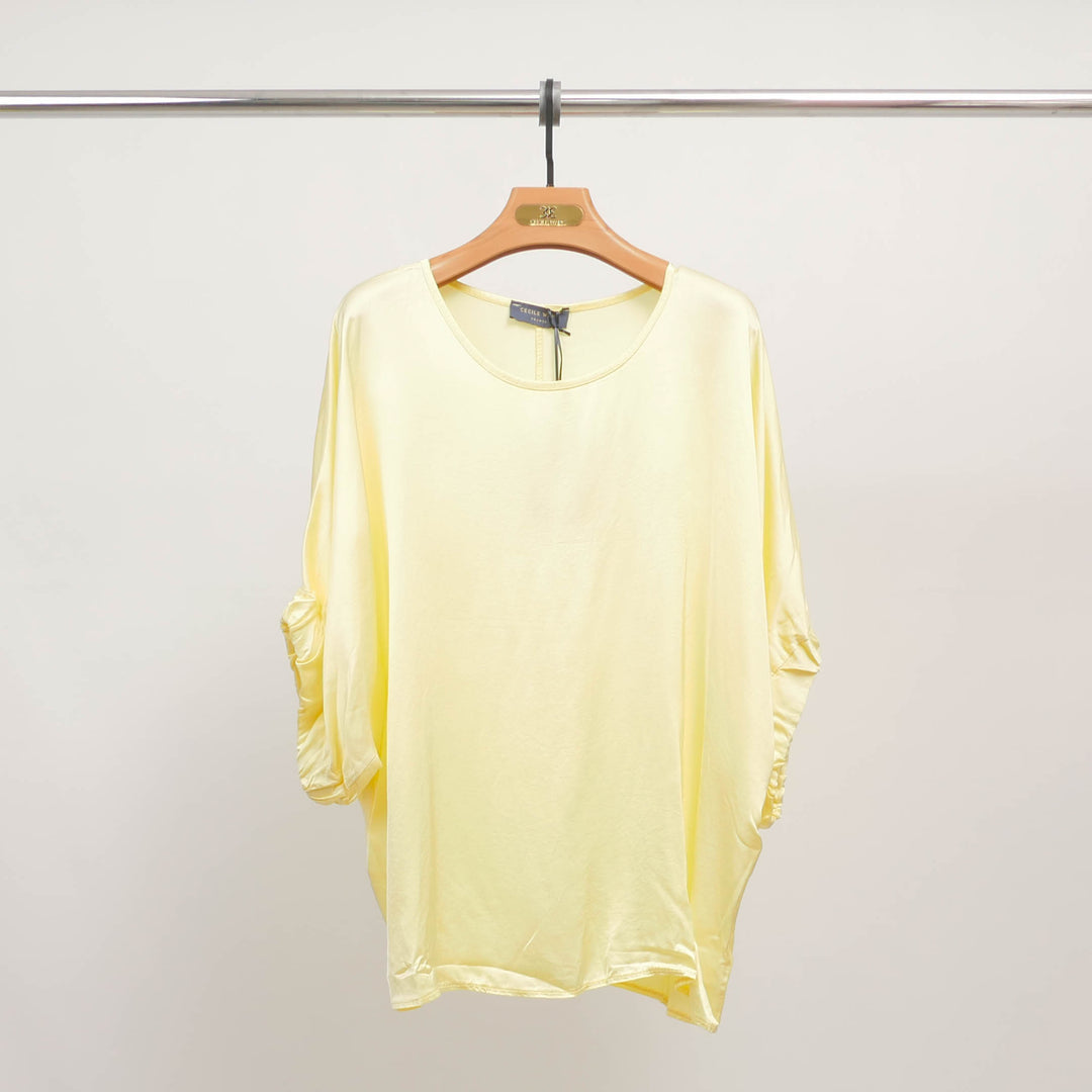 Loose-fitting tunic with gathered sleeves in viscose DB14270VS