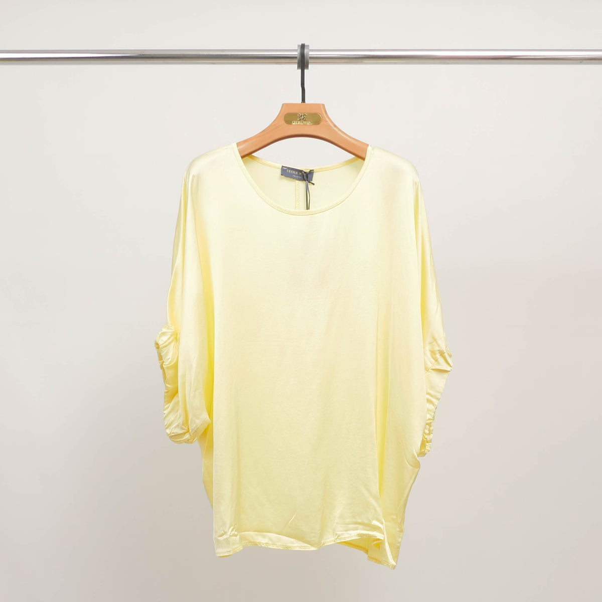 Loose fitting tunic with gathered sleeves in viscose db14270vs