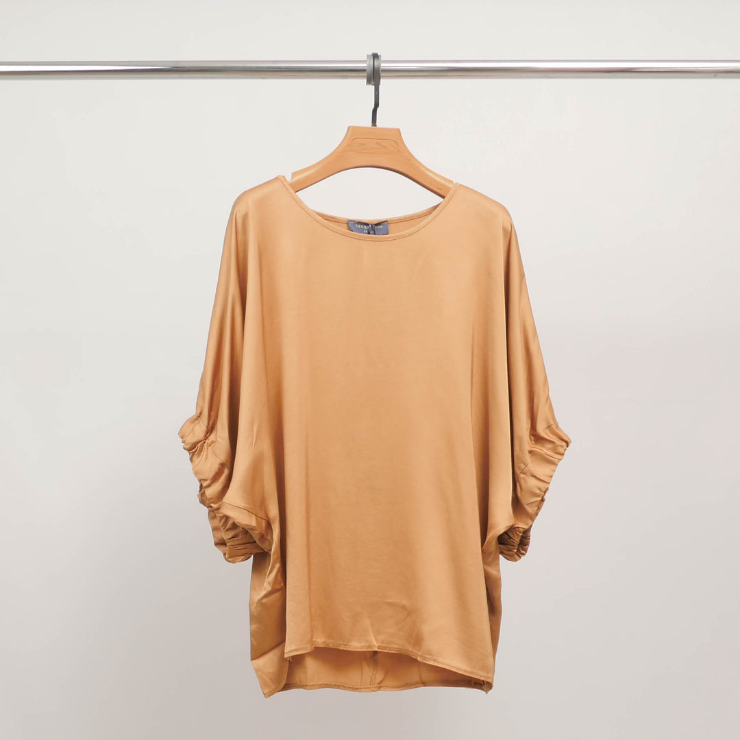 Loose-fitting tunic with gathered sleeves in viscose DB14270VS