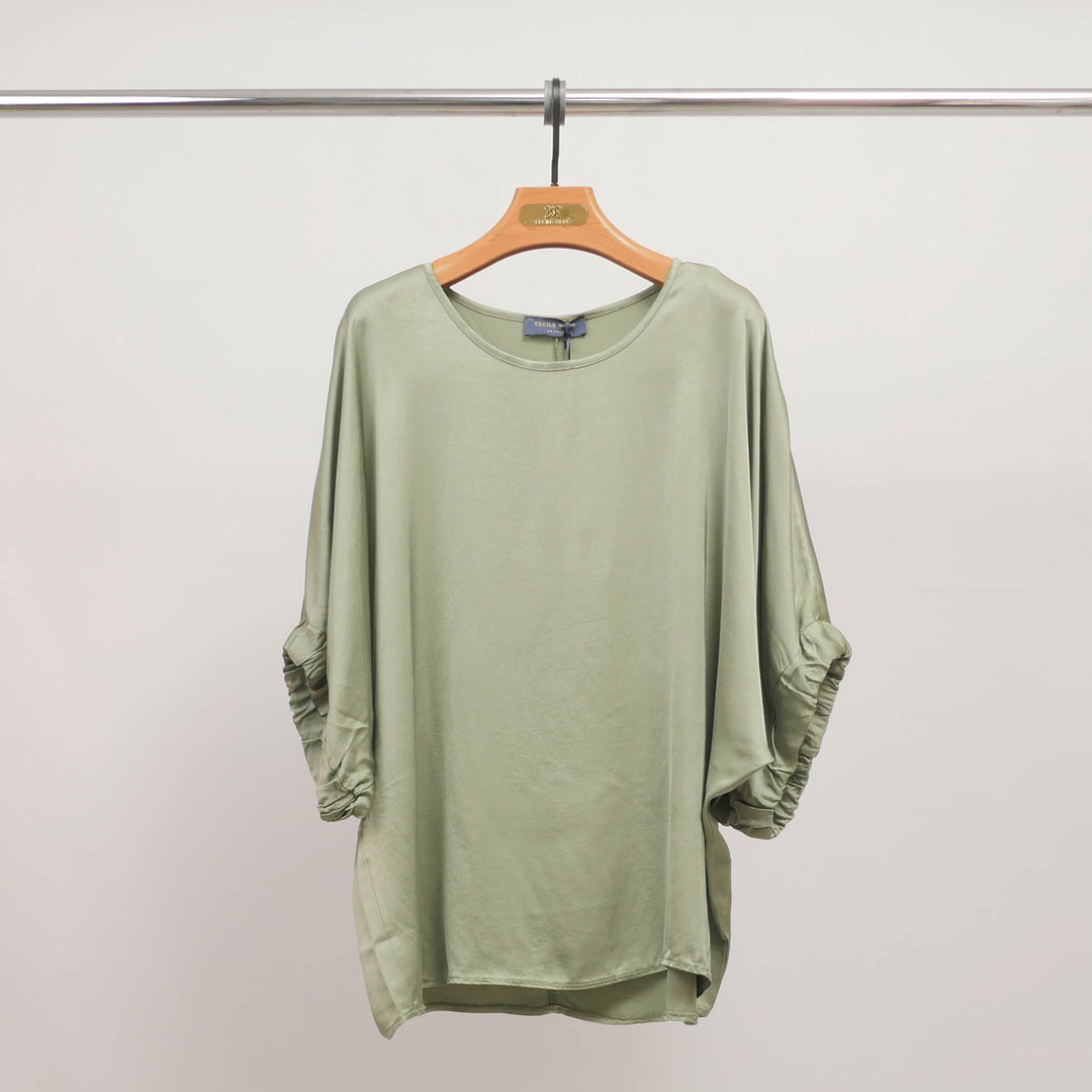 Loose-fitting tunic with gathered sleeves in viscose DB14270VS