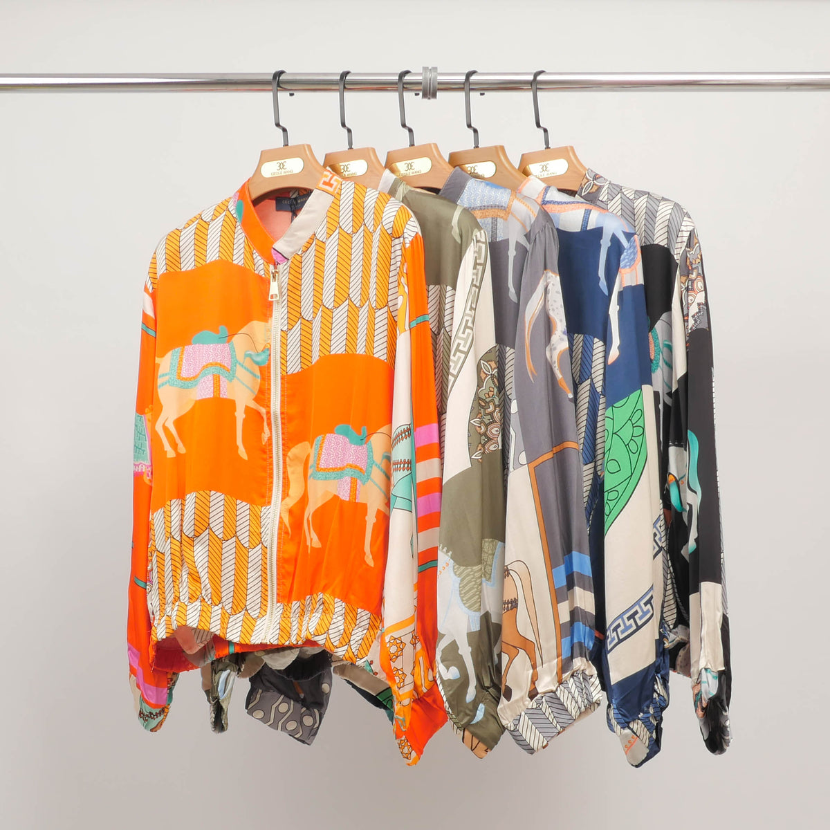 Horse print viscose silk jacket kd8772vs 2