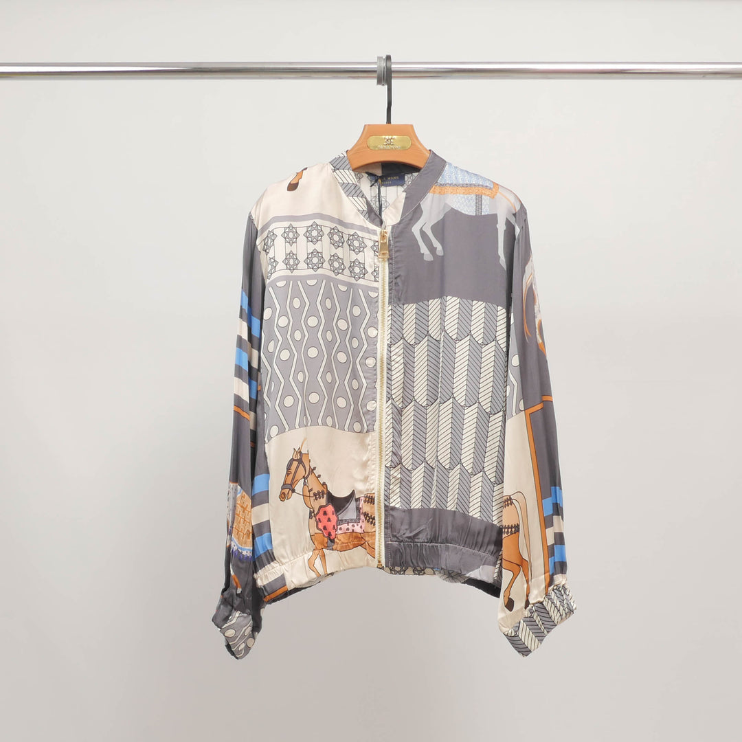 Horse print viscose silk jacket KD8772VS-2