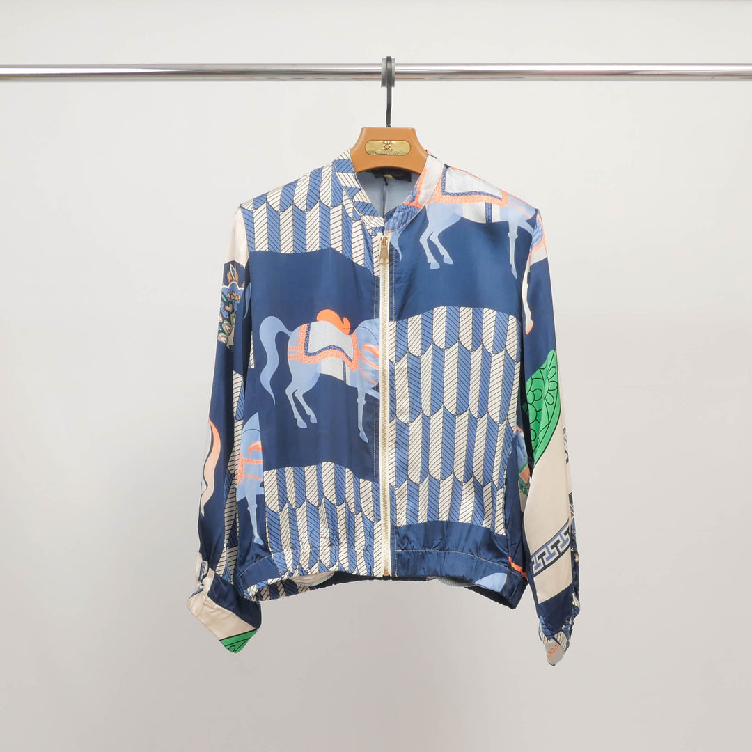 Horse print viscose silk jacket KD8772VS-2