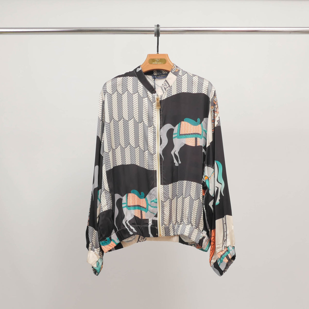 Horse print viscose silk jacket kd8772vs 2