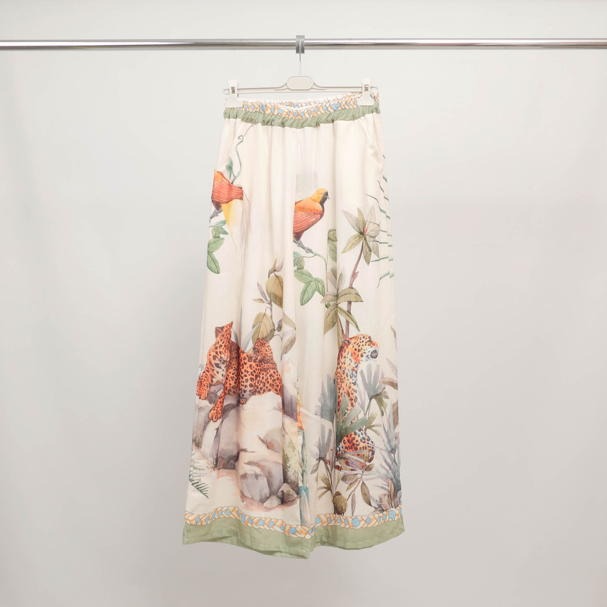 Pantalon fluide imprimé fantaisie en lin mélangé ycm22212