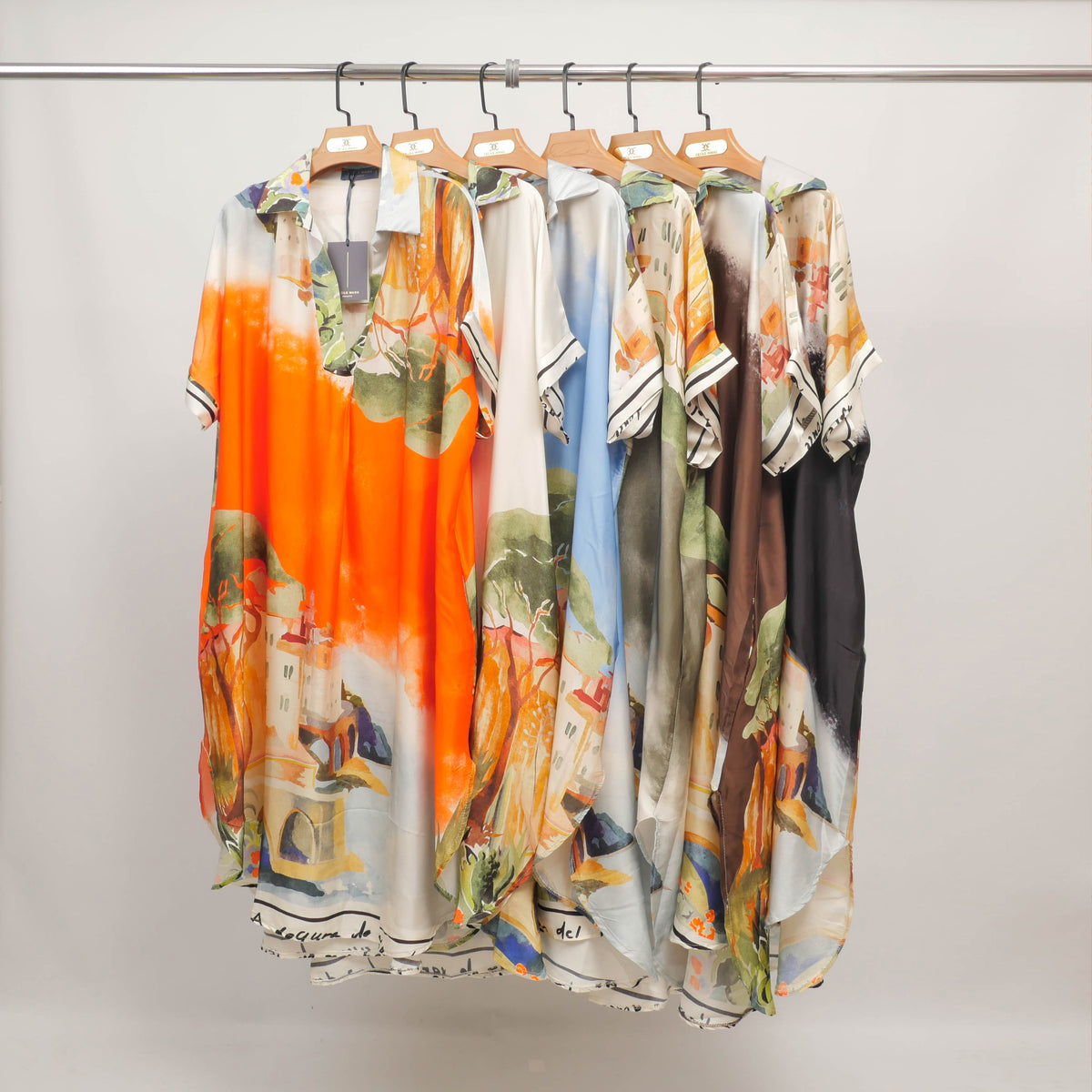 Landscape print shirt dress in viscose and silk kd6917vs 22