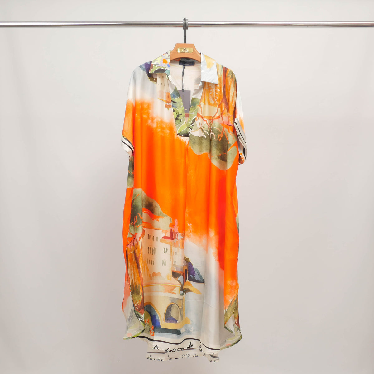 Landscape print shirt dress in viscose and silk kd6917vs 22