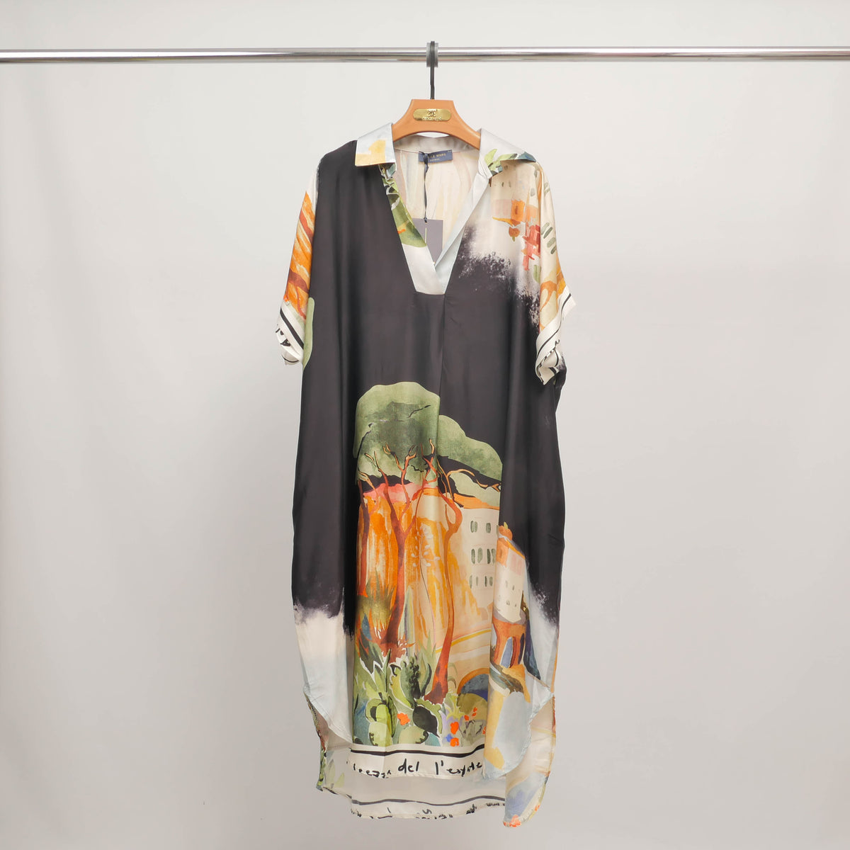 Landscape print shirt dress in viscose and silk kd6917vs 22
