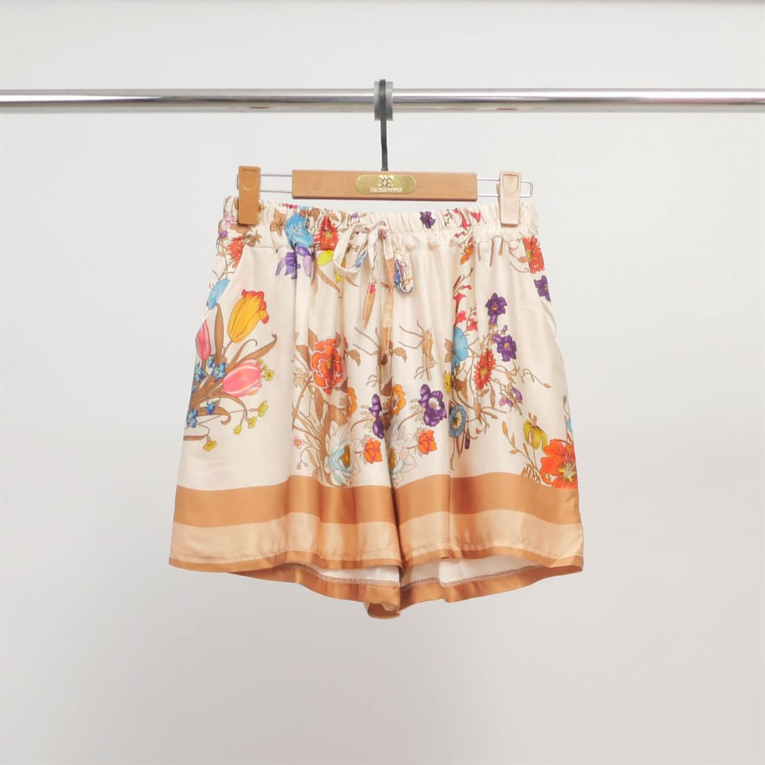 Floral print silk-viscose flowy shorts KD8320VS-6