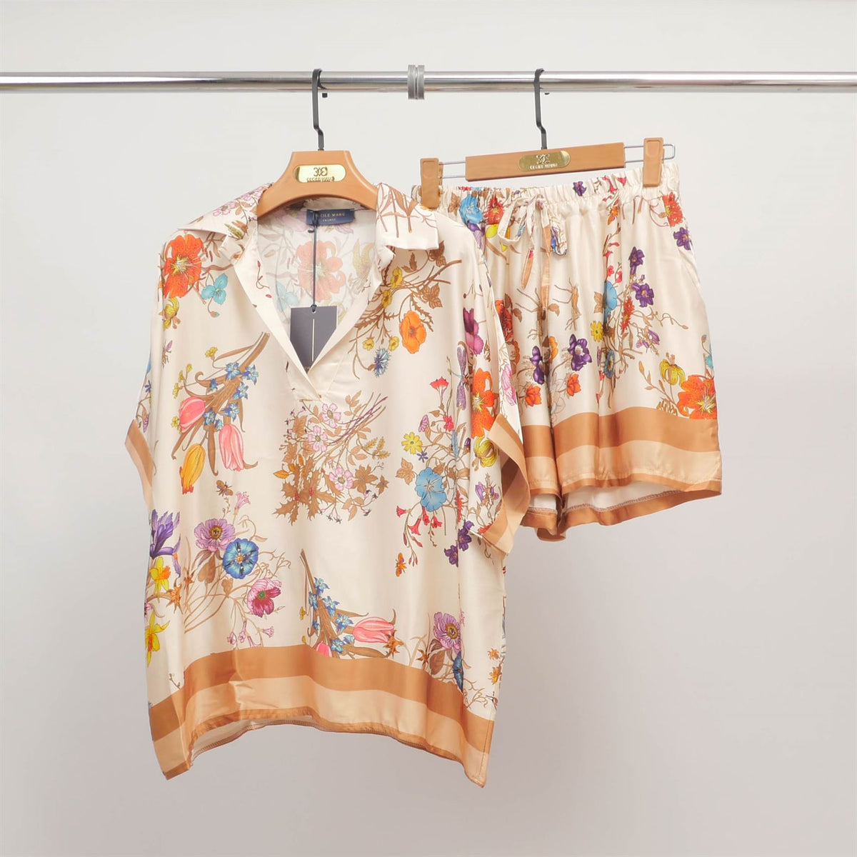 Floral print silk viscose flowy shorts kd8320vs 6