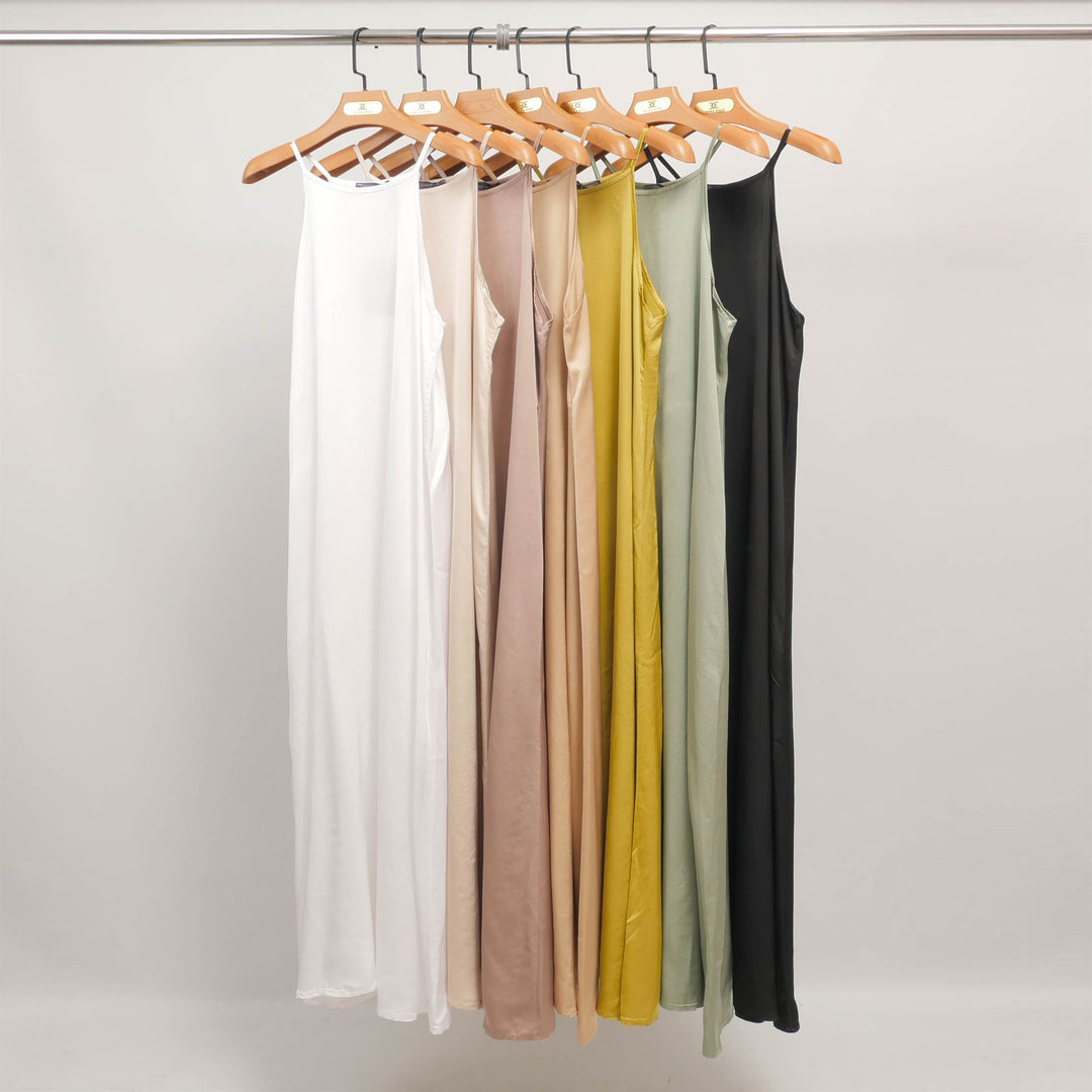 Long viscose dress with thin straps DB13772VS