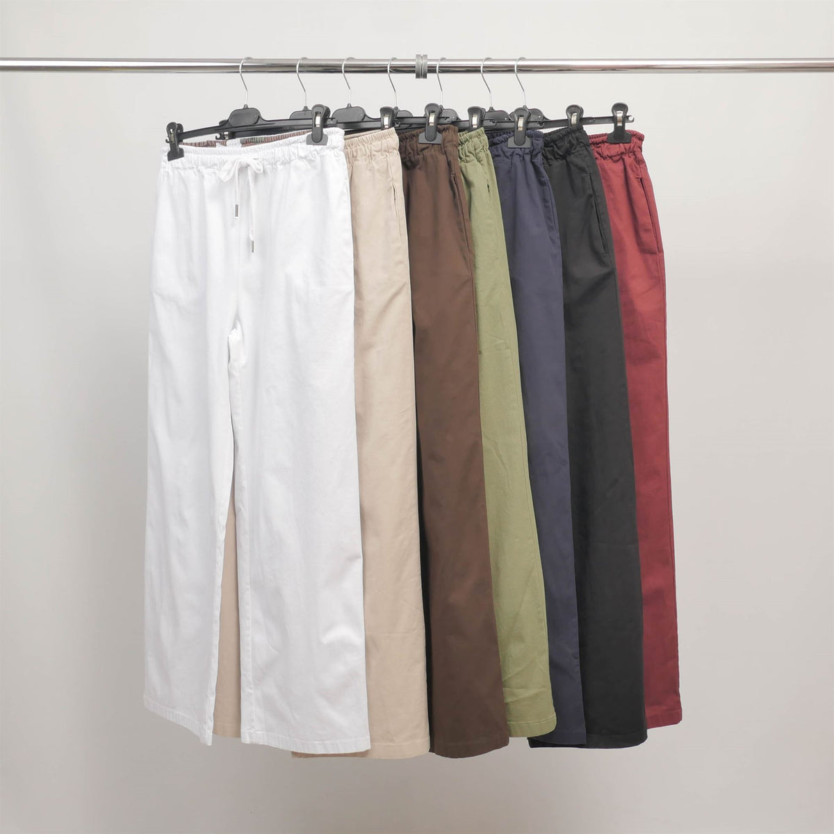 Straight leg stretch cotton trousers cva825149