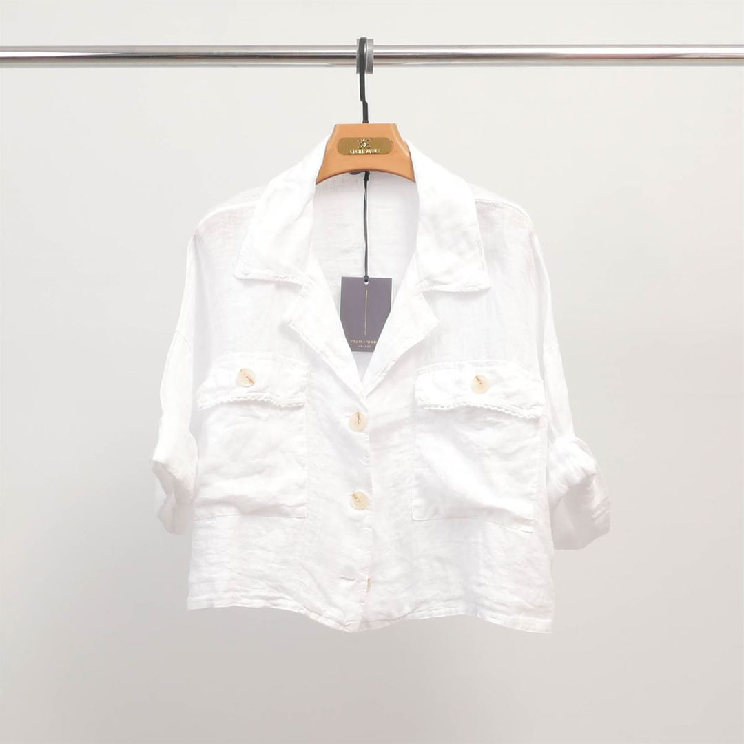Linen shirt with rolled-up sleeves YX89382