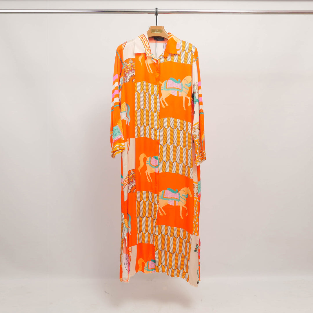 Long dress with horse print KD6255VS-8