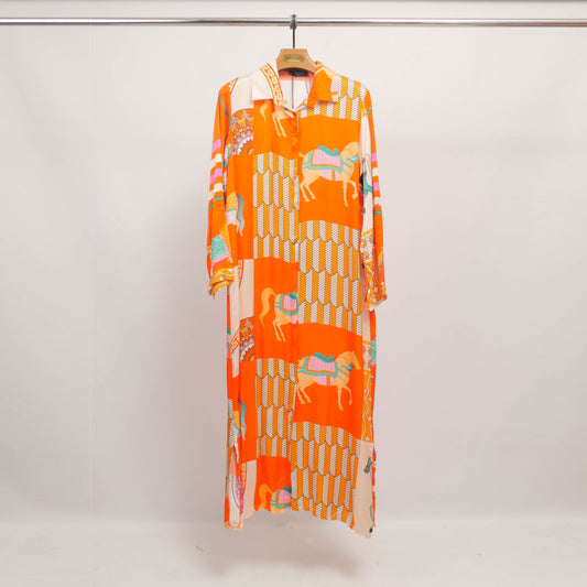 Robe longue imprimé cheval KD6255VS-8