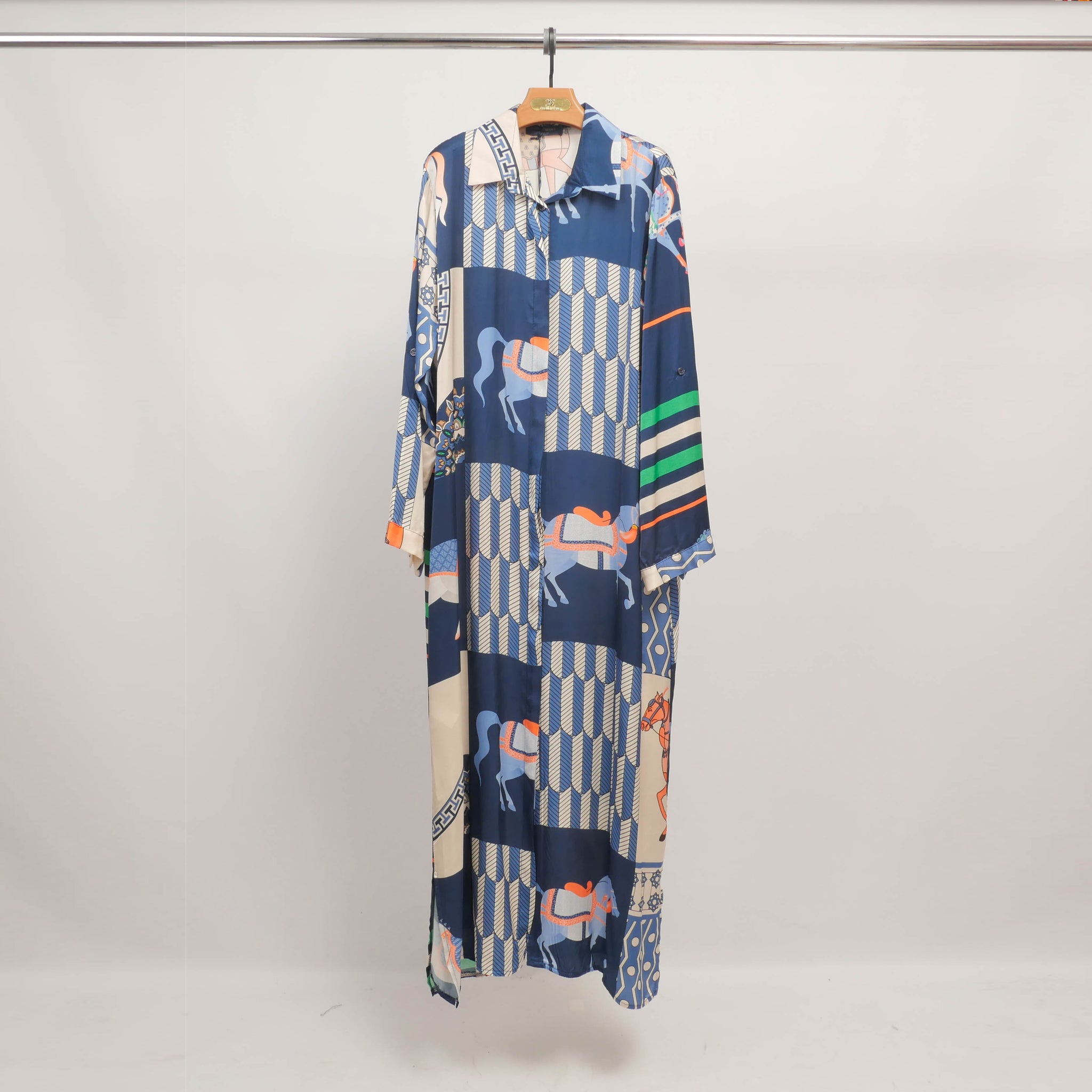 Robe longue imprimé cheval KD6255VS-8