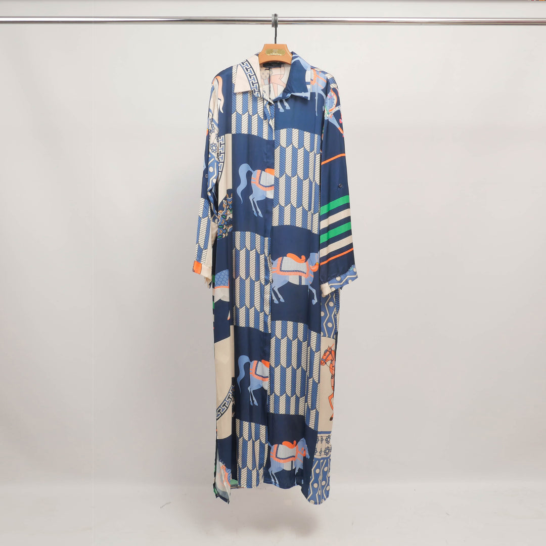 Long dress with horse print KD6255VS-8