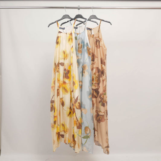 Robe longue à imprimé floral en coton stretch TDMK513-8
