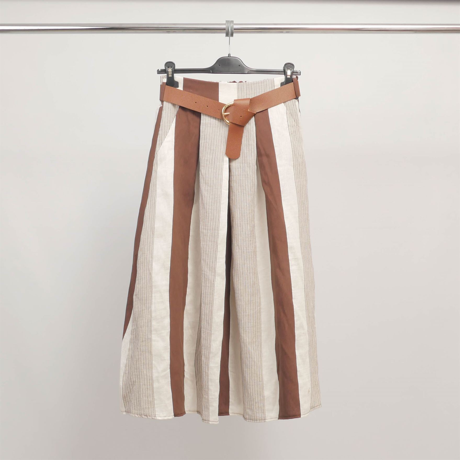 Jupe longue rayée à ceinture contrastante  TDM52123-13