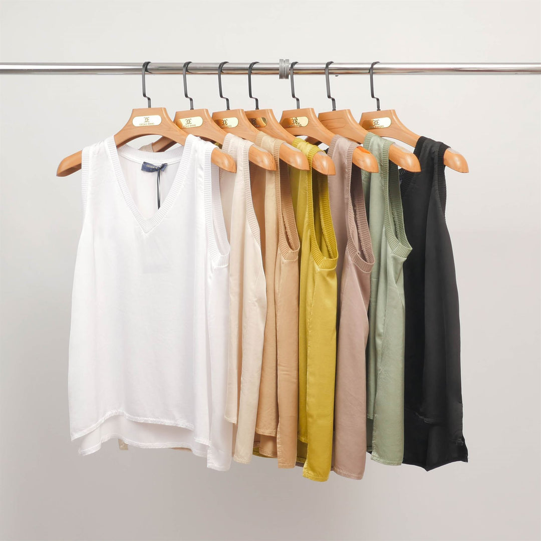 V-neck tank top in fluid viscose DB14446VS