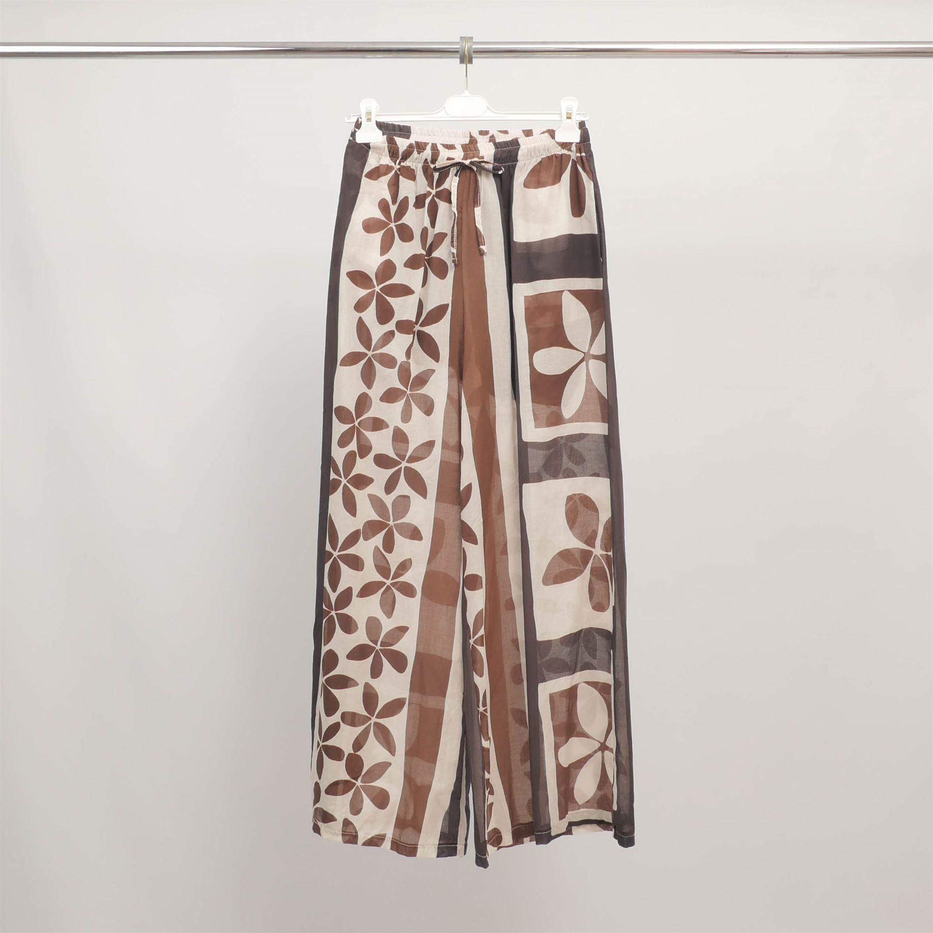 Pantalon large imprimé graphique en coton BCG1760-2