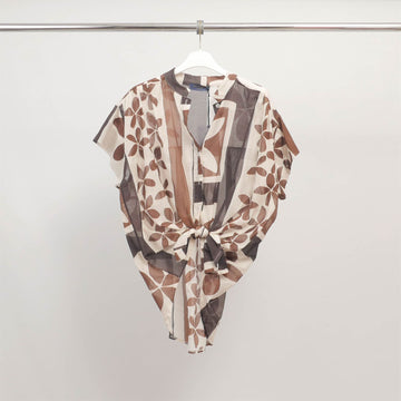 Chemise imprimée à nouer en coton léger  BCR02287-2