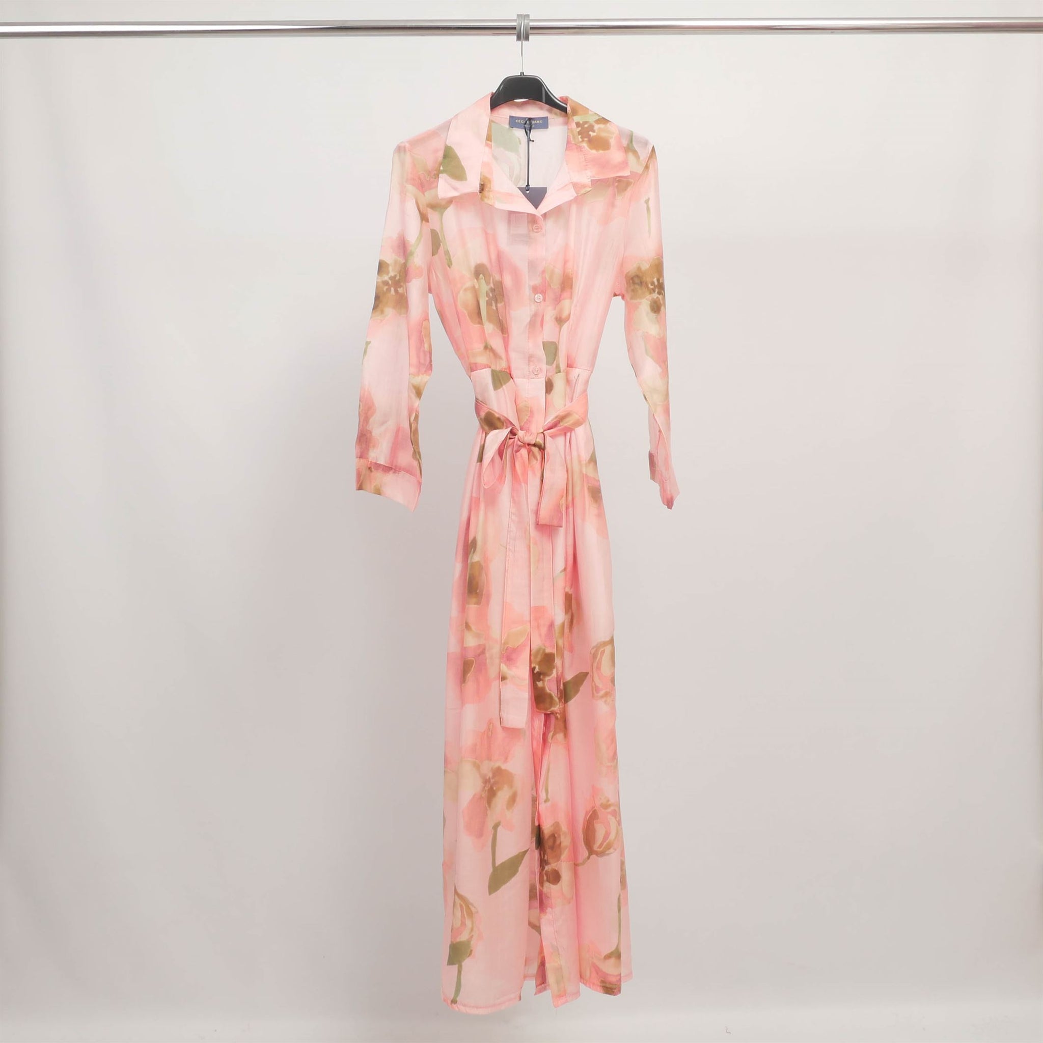 Robe chemise longue imprimé floral ceinturée  TDM32625