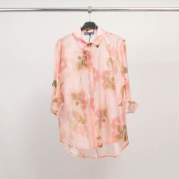 Chemise florale transparente rose en lyocell TDM50320-17