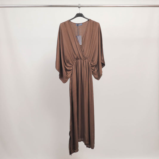 Robe longue drapée manches chauve-souris TDM76921VS