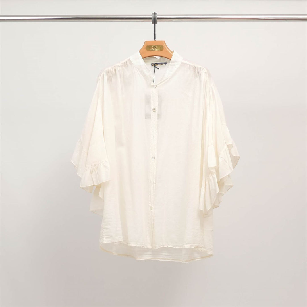 Loose-fitting shirt with ruffled sleeves DB84091