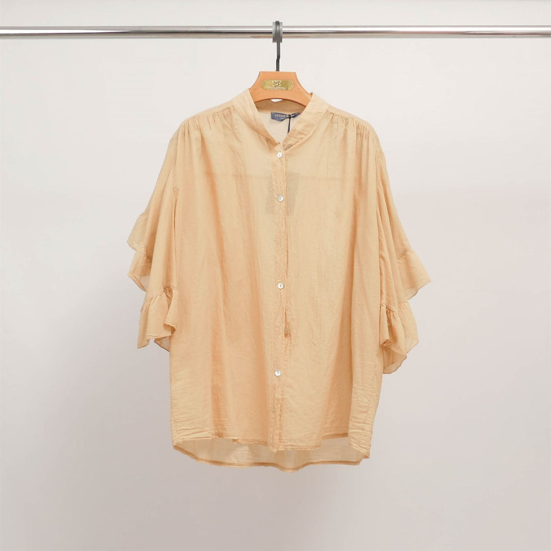 Loose-fitting shirt with ruffled sleeves DB84091