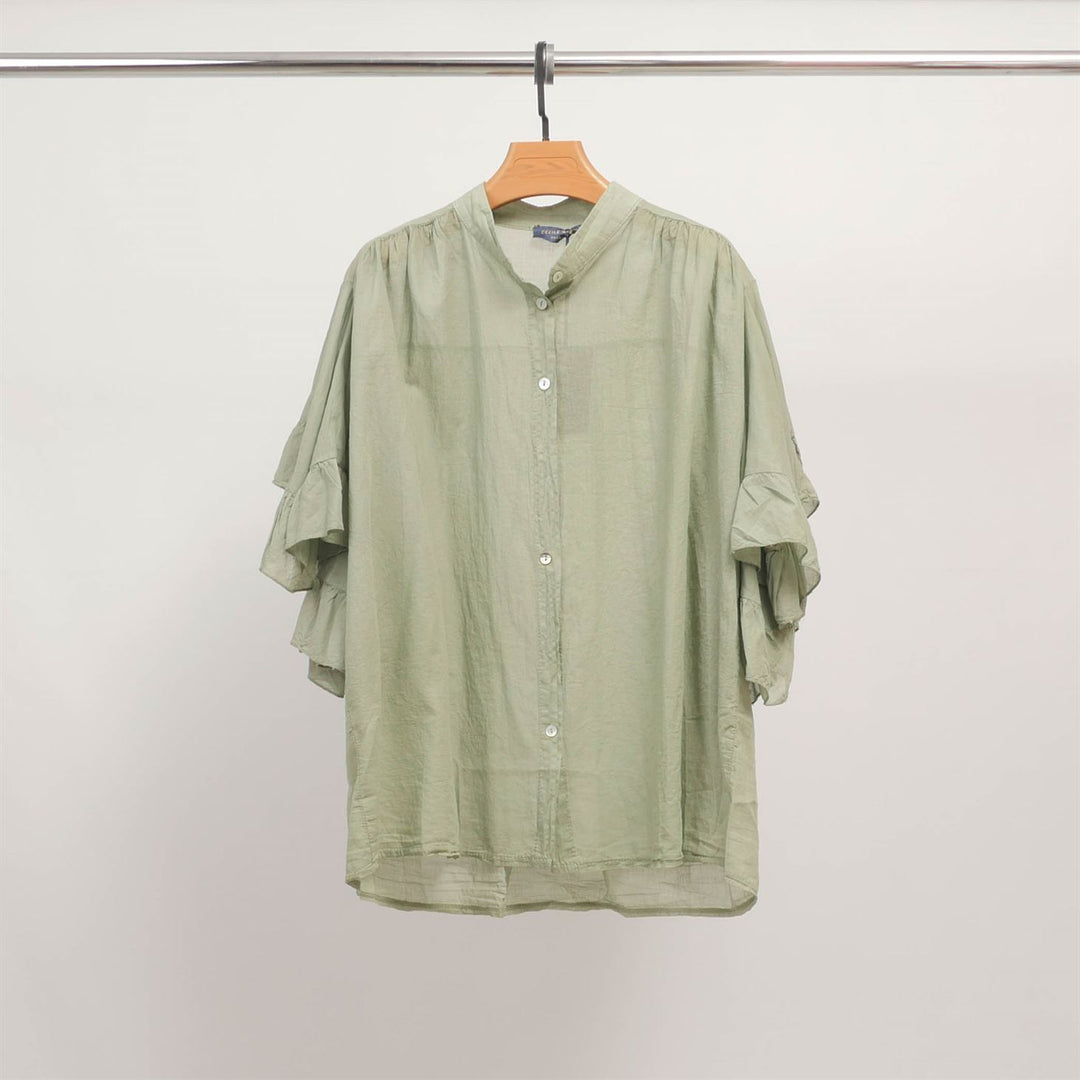 Loose-fitting shirt with ruffled sleeves DB84091