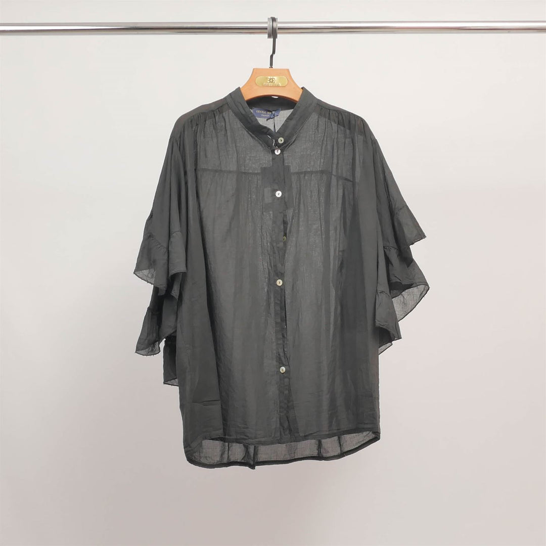 Loose-fitting shirt with ruffled sleeves DB84091