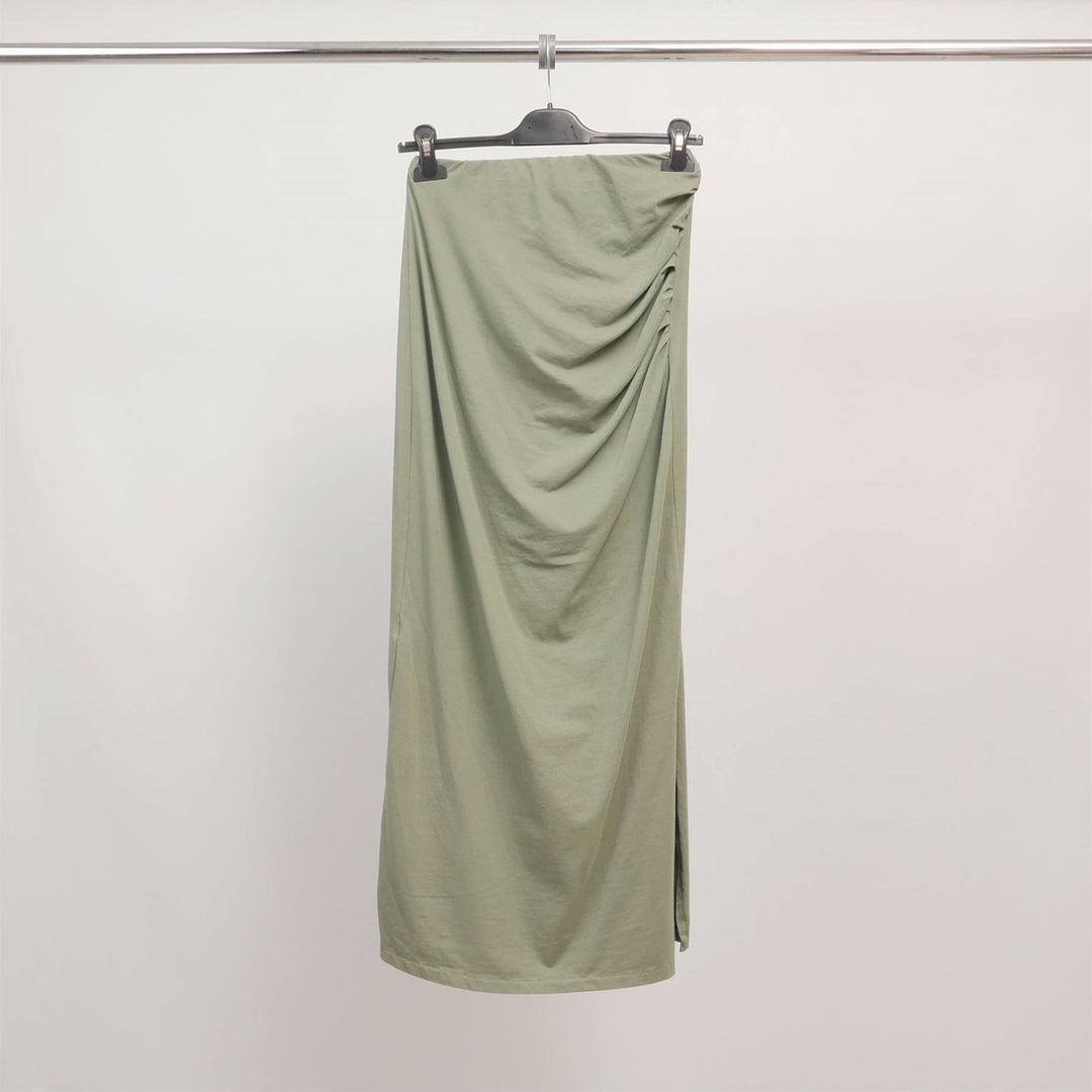 Draped midi skirt in stretch cotton TDM59723-2