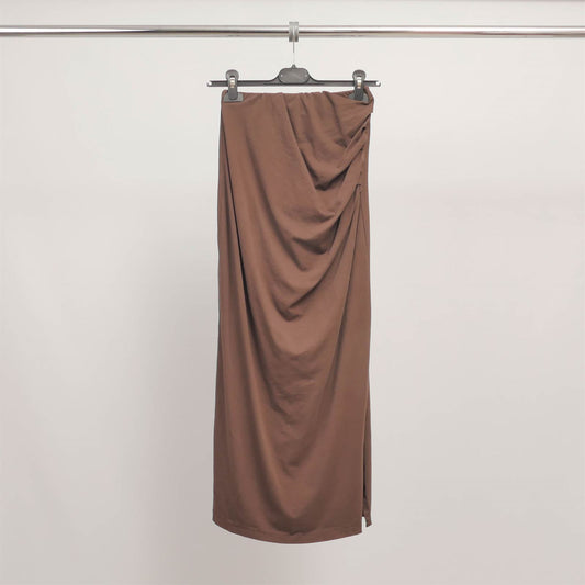 Jupe midi drapée en coton stretch TDM59723-2