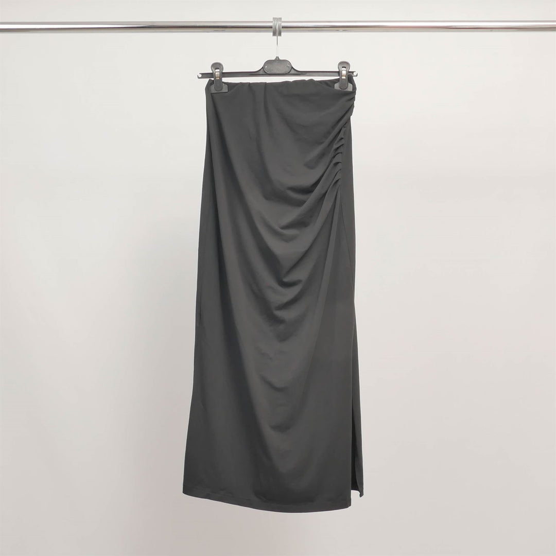 Draped midi skirt in stretch cotton TDM59723-2