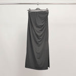 Load image into Gallery viewer, Draped midi skirt in stretch cotton TDM59723-2
