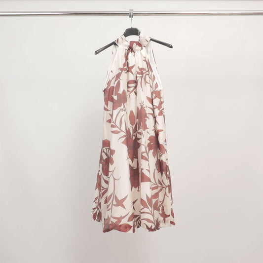 Robe courte imprimé floral col noué TDM50325