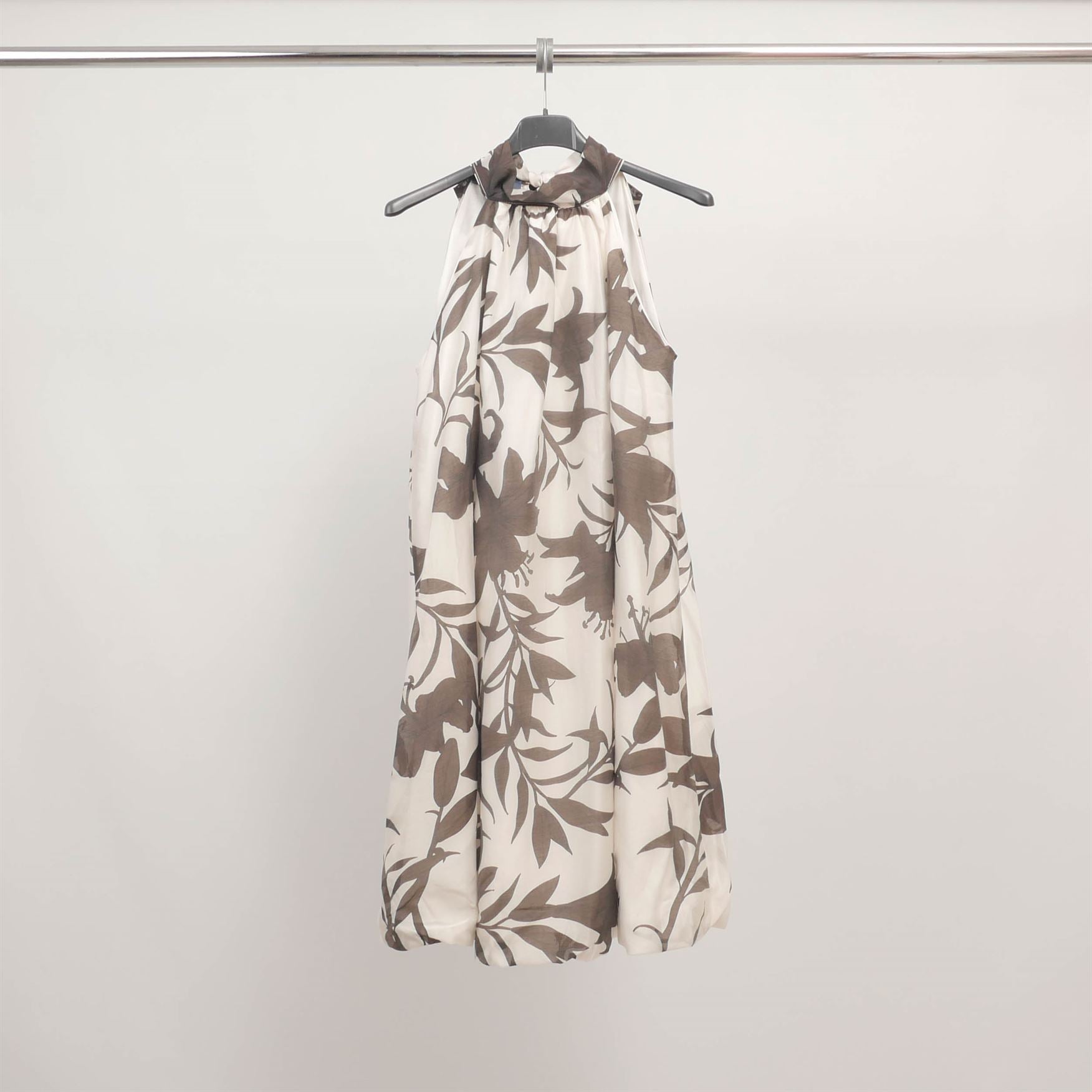 Robe courte imprimé floral col noué TDM50325