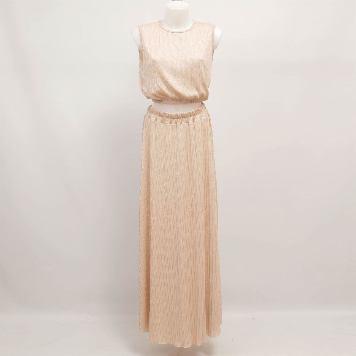 Ensemble top et jupe plissée scintillant nude tdm31323 6