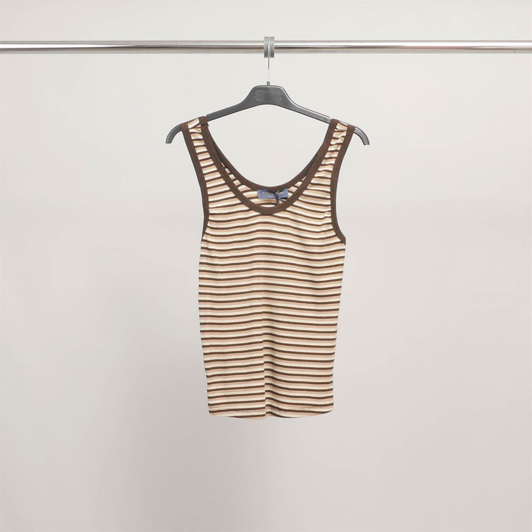 Stretch ribbed striped tank top CWM54216
