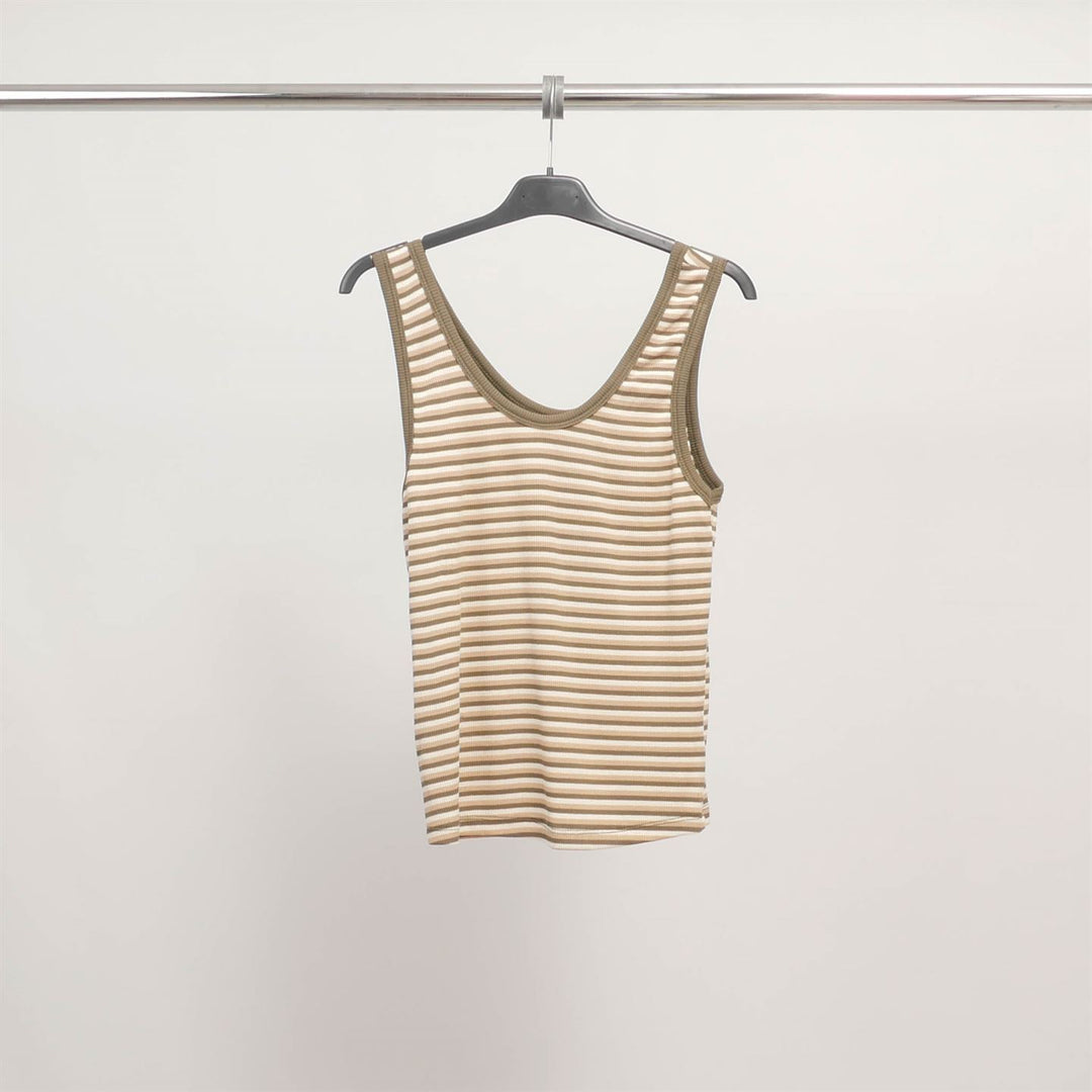 Stretch ribbed striped tank top CWM54216
