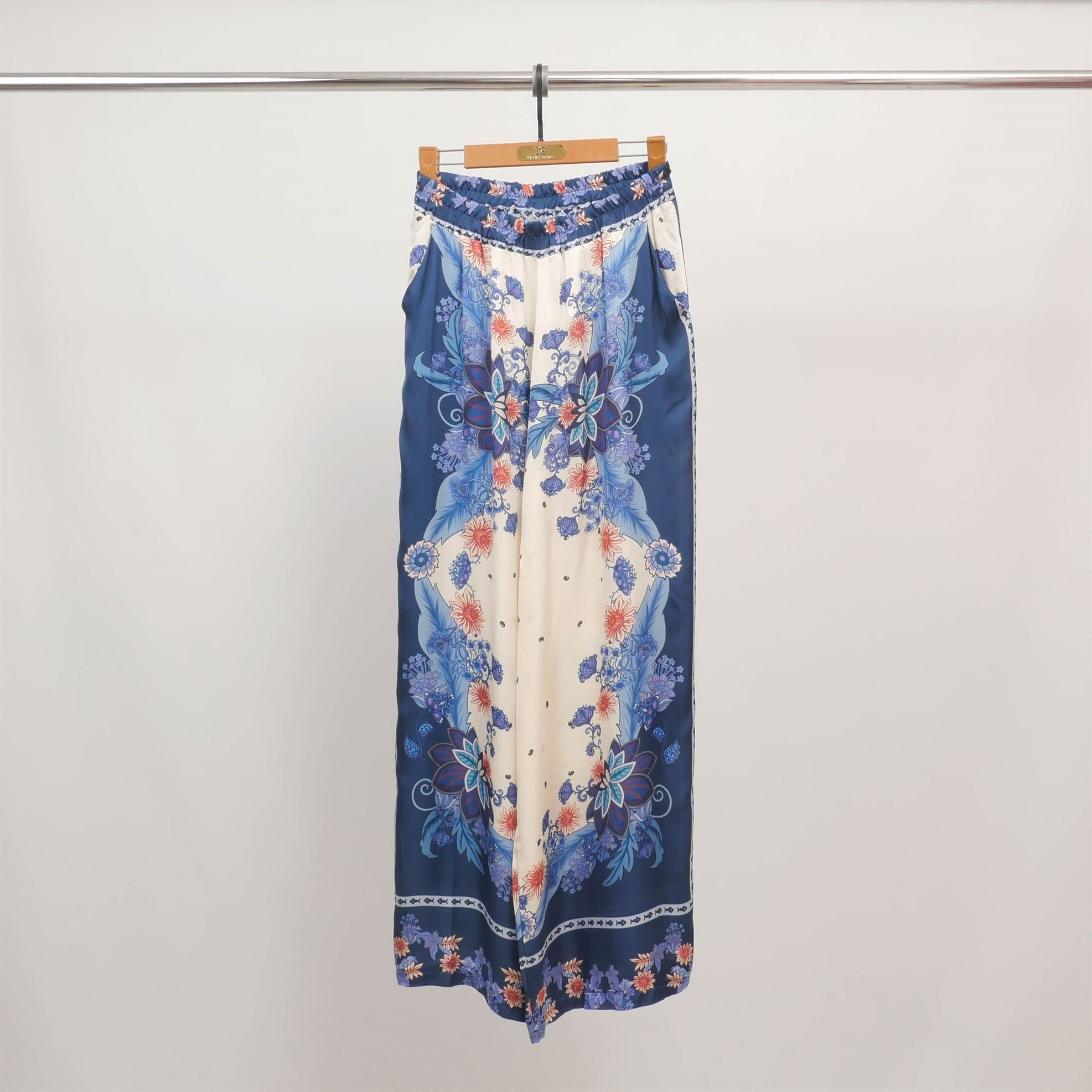 Pantalon fluide imprimé foulard satiné  KD9088VS-8