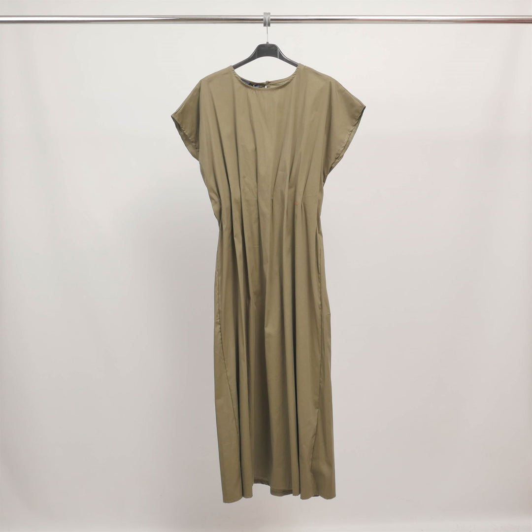 Flowy short-sleeved dress in stretch cotton TDM56925