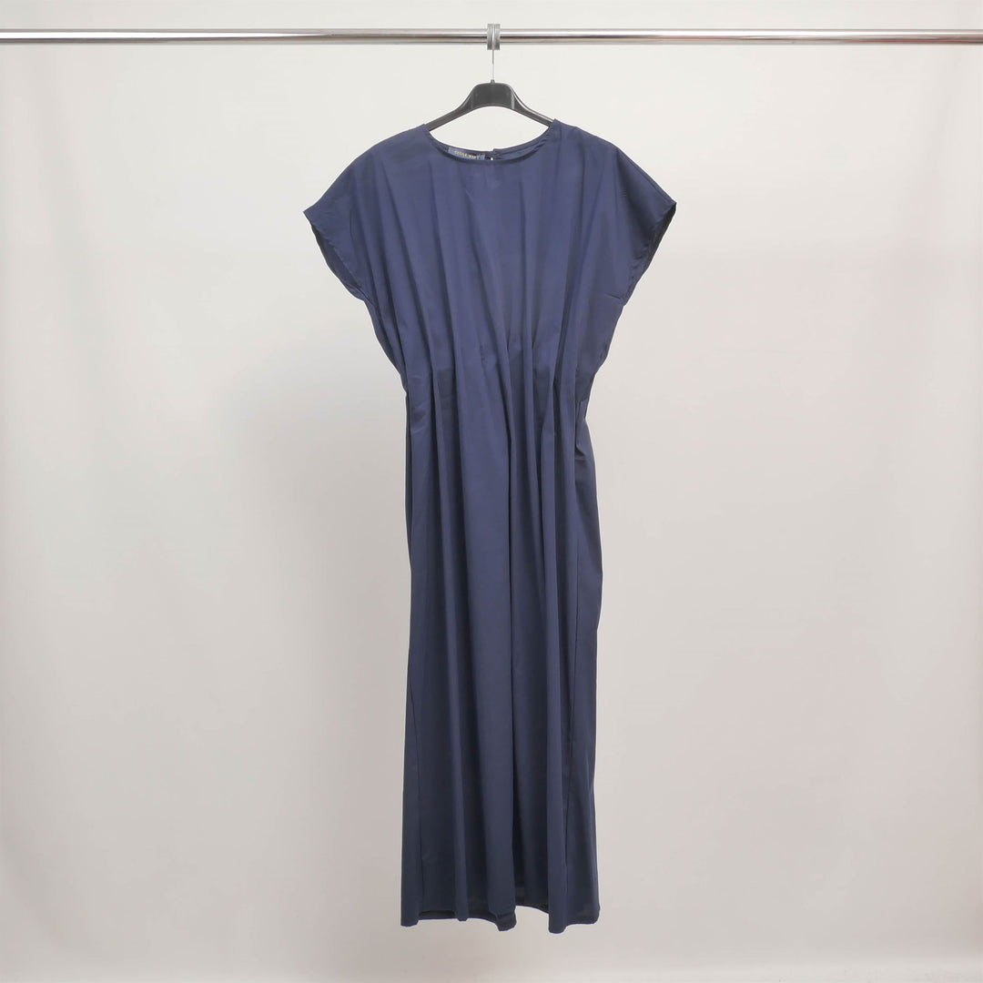 Flowy short-sleeved dress in stretch cotton TDM56925