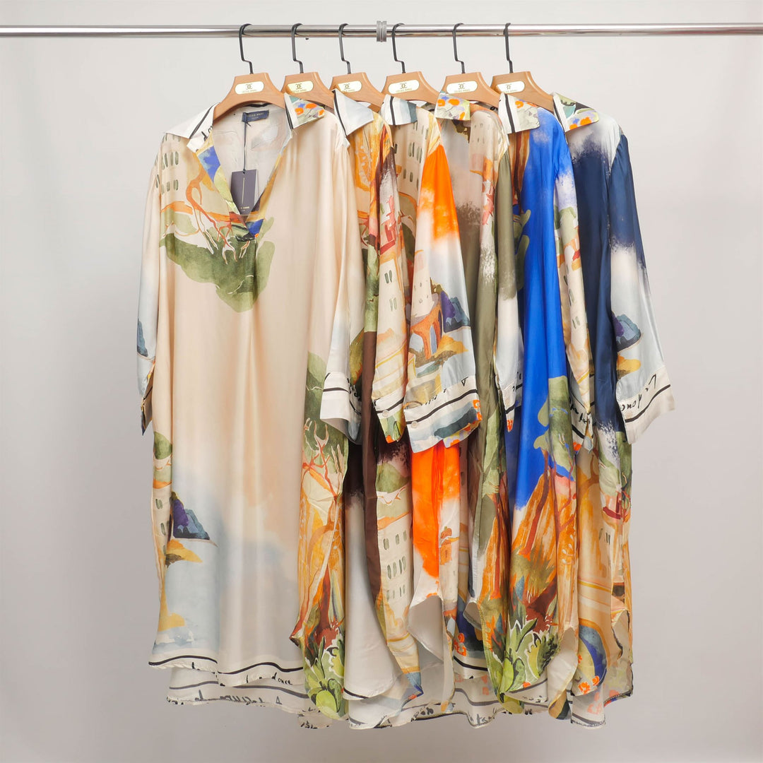 Watercolor print long-sleeved dress KD6120VS-22