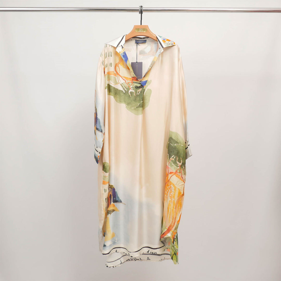 Watercolor print long-sleeved dress KD6120VS-22